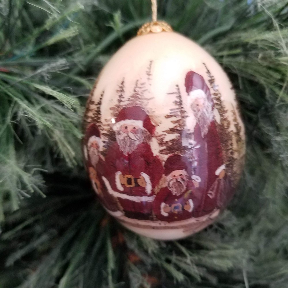 Father Christmas Egg Ornament  Applied Decals